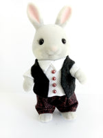 sylvanian families fathers white shirt, brown pants with a brown vest.