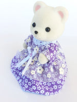 sylvanian families mothers dress purple and white. Side view.