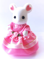 sylvanian families mothers dress pink and gold.Pink lace trims.