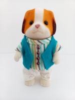 Sylvanian Fathers Orange Brown Aqua Stripe Shirt Cream Pants Teal Vest