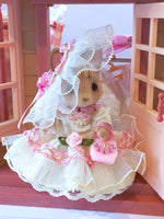Sylvanian Mothers Dress Antique Three Piece Set Pink And Cream