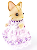 sylvanian mothers dress light purple with purple trims.Side view.