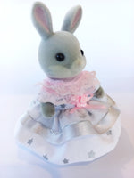 sylvanian families mothers dress silver stars.Side view.