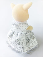 sylvanian mothers dress silver and white back view