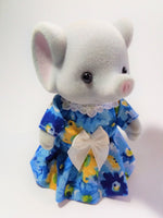 Sylvanian  Families Mothers Dress Blue and Yellow Floral